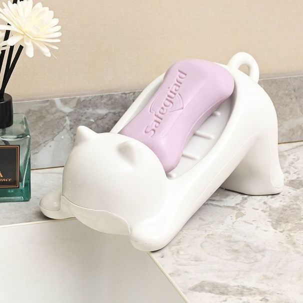 Schale mit Drainage neue Cartoon süße Katze kreative Seife Halter Waschtisch Badezimmer Storage Rack Box_voghion.com
