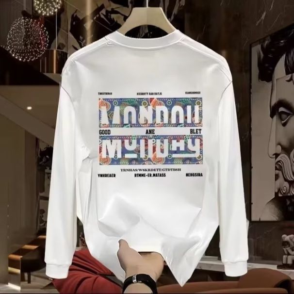 Herrenbekleidung Crewneck Sweat Herren Loose Design Sense Smiley Print Retro Instagram Style Modisches Markenoberteil für Frühling und Herbst_voghion.com