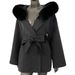 Luxury Dual-Tone Cashmere Blend Coat With Fox Fur Trim – Timeless Elegance For Metropolitan Women (70% Wool, Adjustable Belt, Hooded)_voghion.com