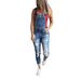 "Premium Hand-Sanded Denim Dungarees | Distressed Skinny Fit | Recycled Cotton Blend | Eco-Friendly Dye | European Festival Outfit"_voghion.com
