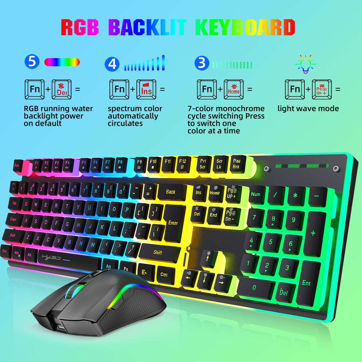 104 RGB Backlit Two-color Key Cap 2.4G Wireless Mouse and Keyboard Set_voghion.com