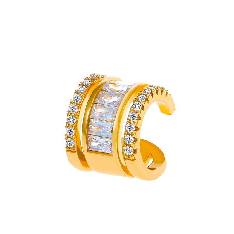 Unisex Jewelry Copper Inlaid Zircon Ear Clip Without Ear Holes Fashion Niche Design Geometric Diamond Ear Bone Clip_voghion.com