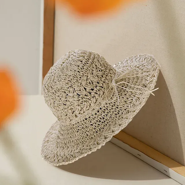 Hot Sale Summer Vacation Crochet Straw Hat For Women Wide Curled Brim Foldable Sun Women's Beach Visor Packable Outdoor Bucket_voghion.com