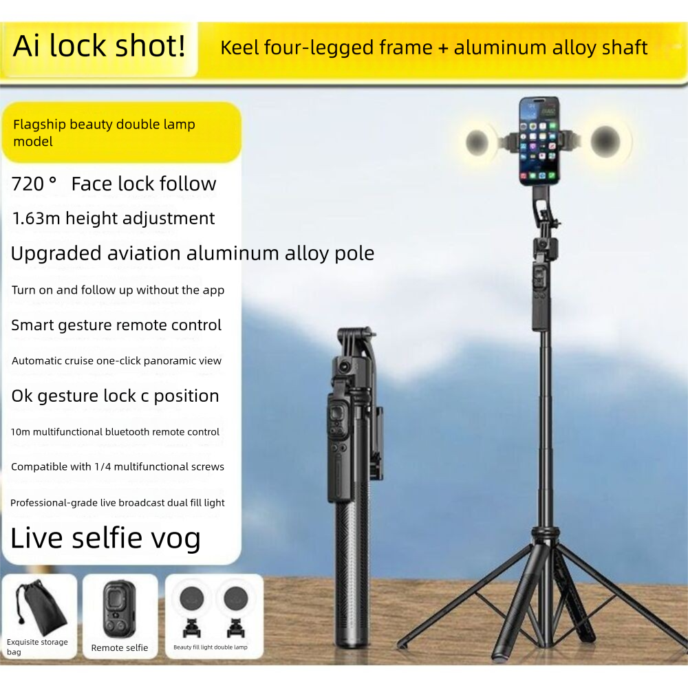 Face Tracking】Liangdianpai Smart Gimbal Selfie Stick 360-Degree Rotation Photo Live Streaming Tripod Multi-Function_voghion.com