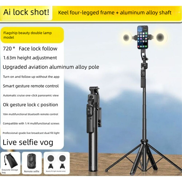 Face Tracking】Liangdianpai Smart Gimbal Selfie Stick 360-Degree Rotation Photo Live Streaming Tripod Multi-Function_voghion.com