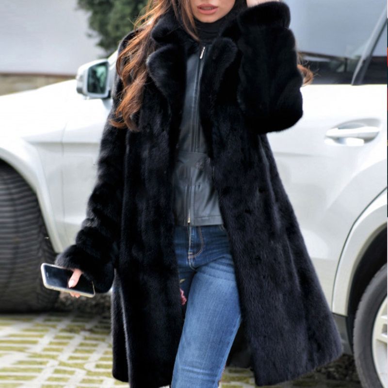 roupas femininas terno longo colarinho casaco de pele top_voghion.com