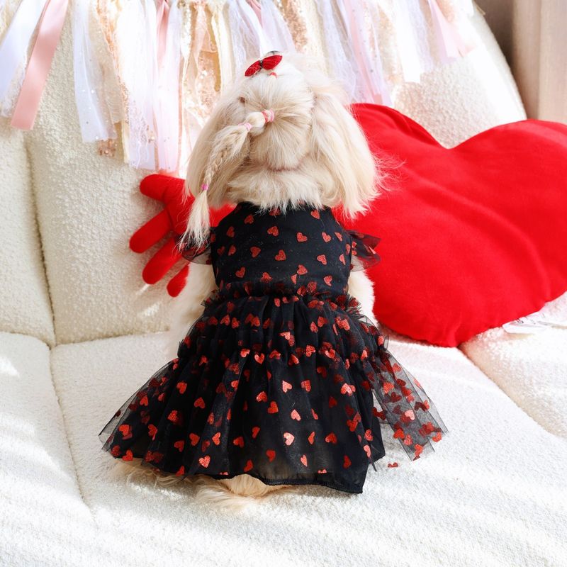 Robe en maille pailletée à imprimé cœur et manches flottantes, légère et confortable, idéale pour la Saint-Valentin, le printemps et l'été_voghion.com