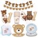 Braune Teddybär-Serviette mit Aufdruck, Teddybär-Partyservietten, Teller, Becher, Kindergeburtstagsdekoration, Babyparty, Hochzeit_voghion.com