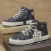 High-Top-Skateschuhe aus Used-Denim mit gutem Grip, atmungsaktive Schnürschuhe, Herrenschuhe, inspiriert von Espadrilles_voghion.com