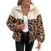 Women's Faux Fur Leopard Print Coat - Oversized Winter Jacket With Stand Collar For Bold Style (Beige, S-XL)_voghion.com