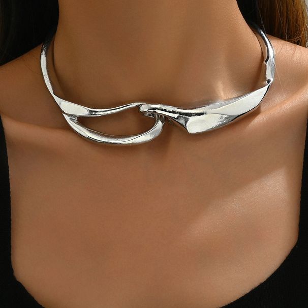 Geometric Exaggerated Hip Hop Style Necklace, Personalized Alloy Double Layer Design, Ladies' Clavicle Chain, Versatile And High End Necklace_voghion.com