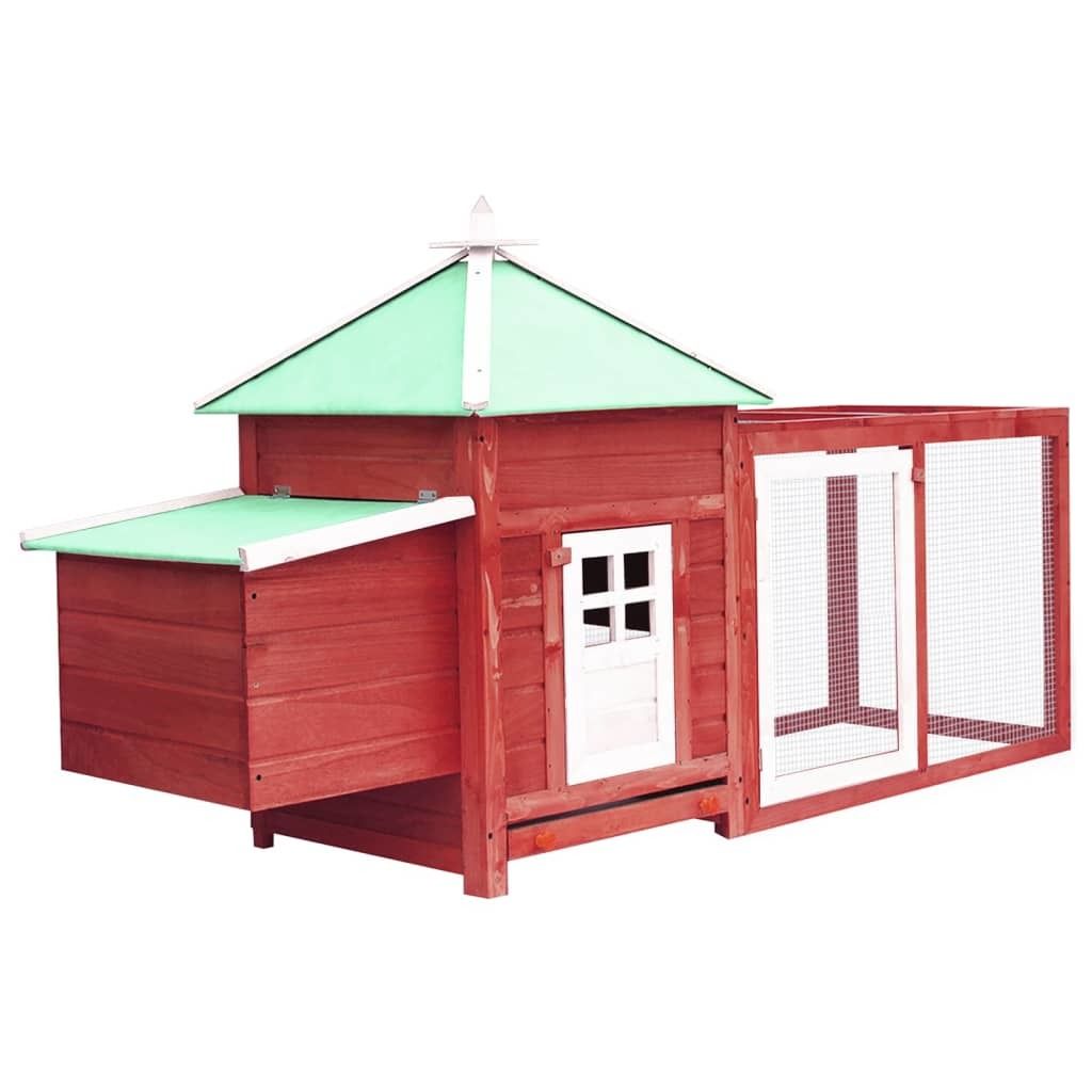 Chicken Coop with Nest Box Red 74.8"x28.3"x40.2" Solid Firwood_voghion.com