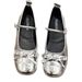 Scarpe da ballo con punta tonda e gonna leggera in argento, Mary Jane da donna_voghion.com