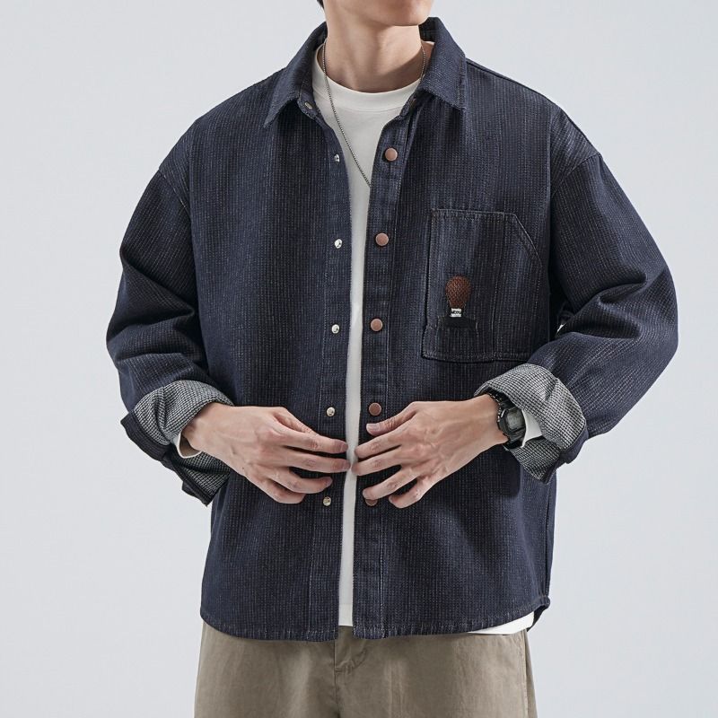 Men's Clothing Fashion Denim Shirt Men's Loose Large Size Spring New Style Handsome Long Sleeved Work Shirt Youth Jacket_voghion.com