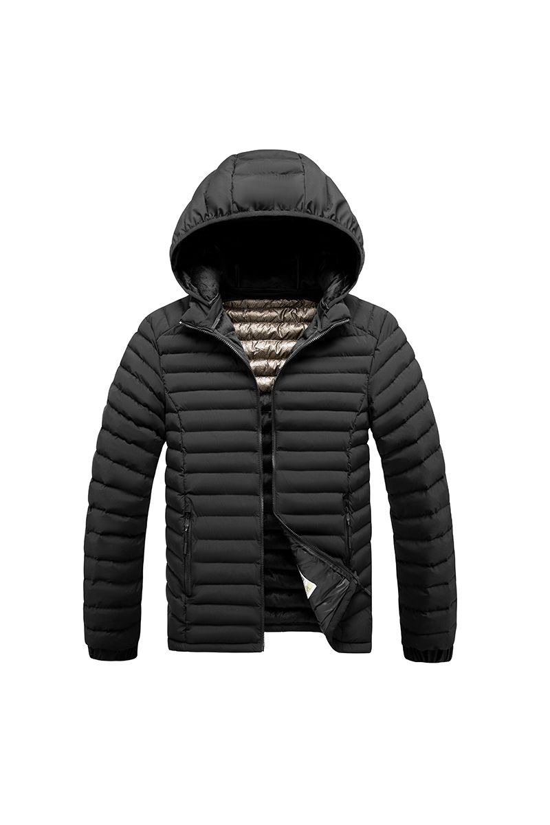 Rib Suit, Cotton-padded Coat, Men's Graphene Removable Cap, Slim Fit, Fleece, Thickened Top, Jacket._voghion.com