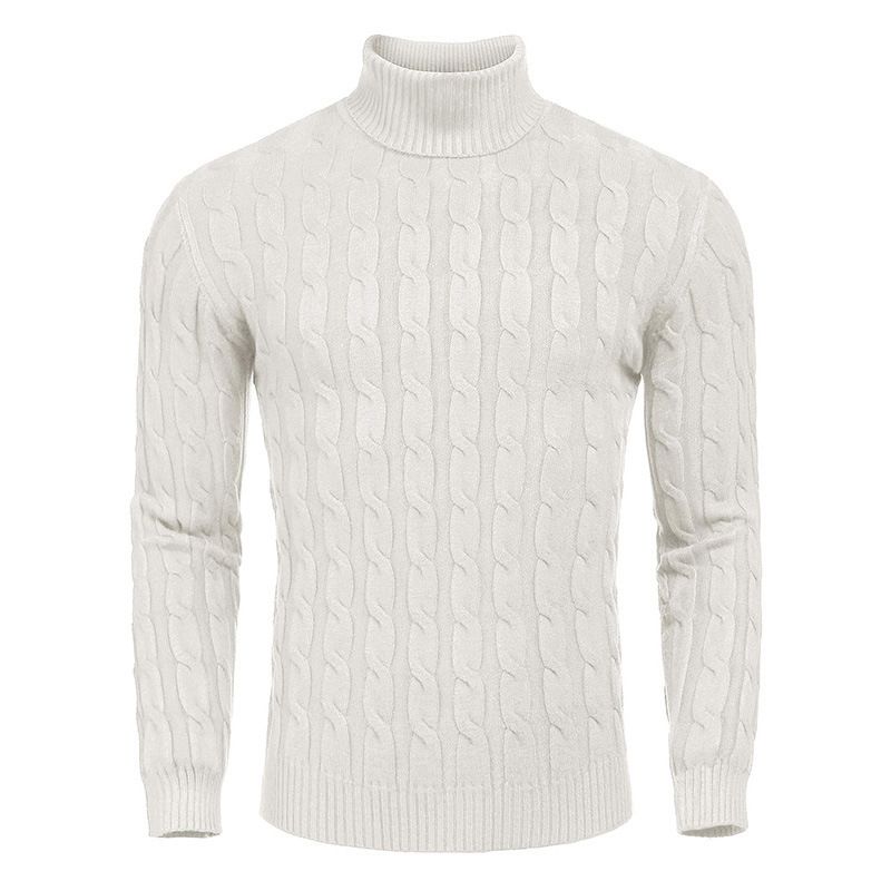 Maglione spesso autunnale e invernale a maniche lunghe lavorato a maglia da uomo con collo alto e fondo camicia T-shirt con cappuccio giacca in filo_voghion.com