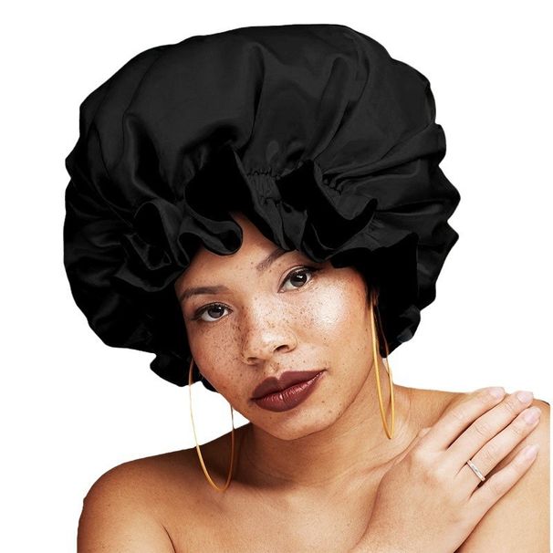 Double layer satin hair care cap confinement beauty extra large round hat chemotherapy cap sleeping cap_voghion.com