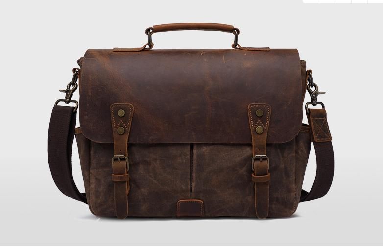 Vintage Crazy Horse kožená pánská taška, olejovaná voskovaná přenosná plátěná taška, pánská taška přes rameno, taška pinepoxp_voghion.com