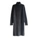 Elegantes, übergroßes Strickpulloverkleid mit hohem Halsausschnitt – langärmlige Wintertunika für Damen (Schwarz, Kamel, Hellgrau, Dunkelgrau, Creme)_voghion.com
