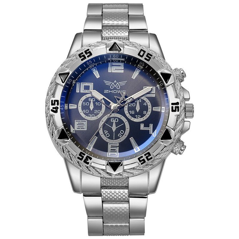 Men's Watch Business Quartz Watch Men's Three-eye Large Dial Steel Band Wrist Watch Men's Watch Wristwatch_voghion.com
