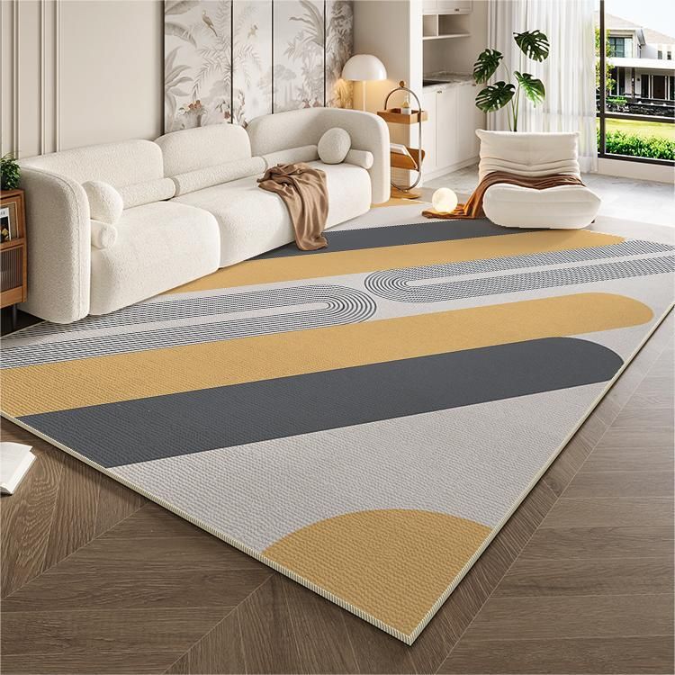 Tapis de salon de style crème léger et luxueux, tapis de sol antidérapant, imperméable et lavable, pour table basse, chambre à coucher, couverture de chevet_voghion.com