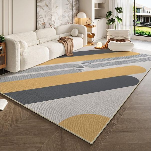 Tapis de salon de style crème léger et luxueux, tapis de sol antidérapant, imperméable et lavable, pour table basse, chambre à coucher, couverture de chevet_voghion.com