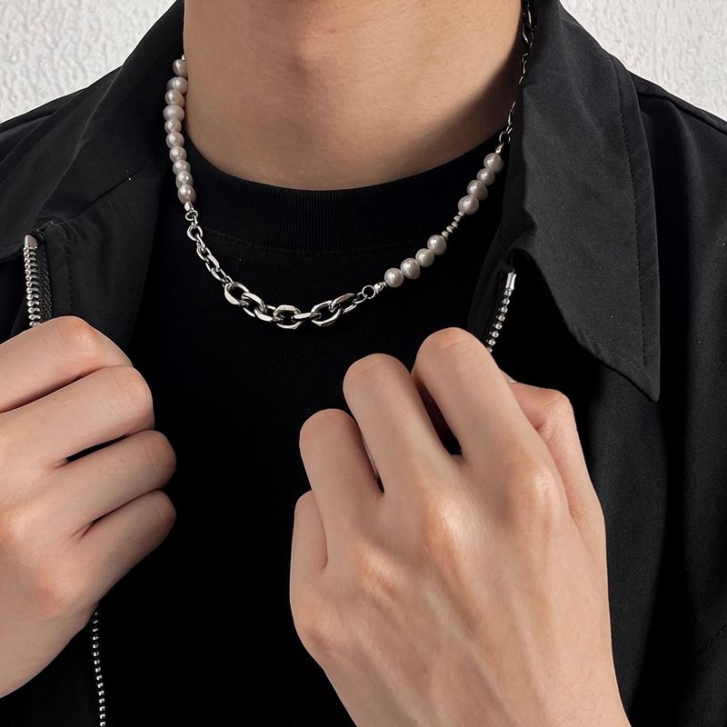 Collana di perle di alta qualità dal design semplice, personalità affascinante e di nicchia, accessori da uomo alla moda e versatili._voghion.com