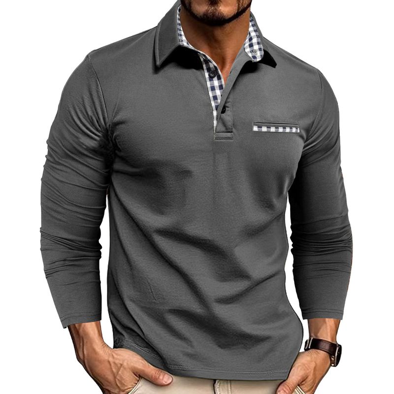 2024 Neues Herren-Poloshirt mit lässiger Mode und Umlegekragen, langärmeliges Farbblock-T-Shirt_voghion.com