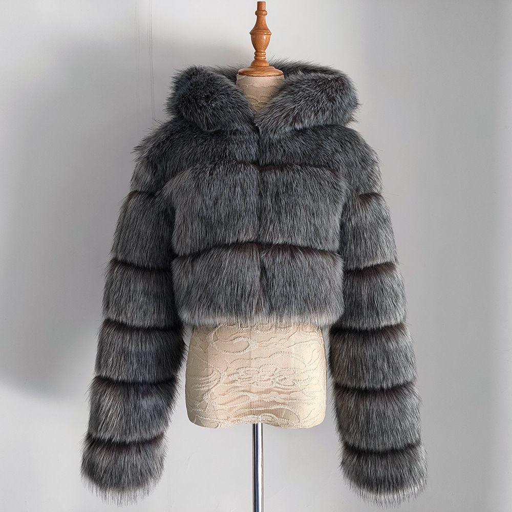 Cappotto corto in pelliccia artificiale spesso invernale da donna, alla moda, taglia grande_voghion.com