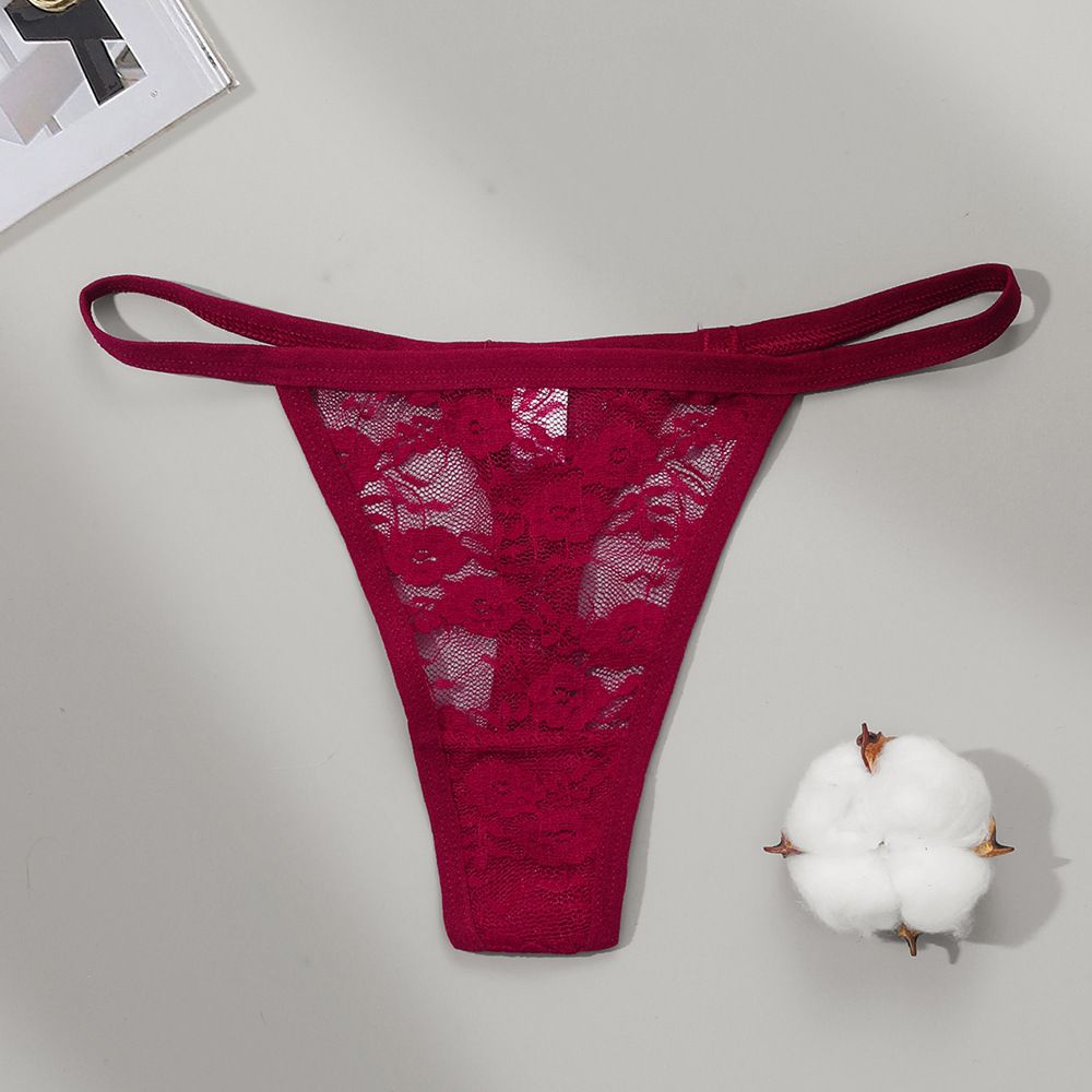 String sexy taille basse en dentelle pour femmes, string européen et américain, sous-vêtements féminins grande taille, commerce extérieur, vente en gros_voghion.com