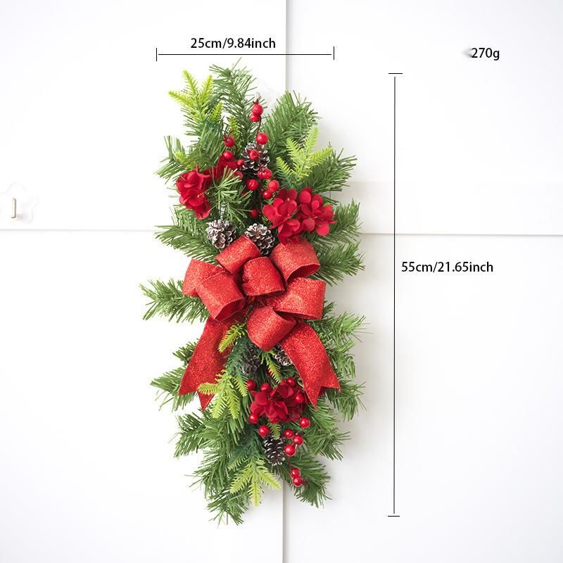 New Stair Door Hanging Christmas Flocked Decoration Artificial Wreath Vine Circle_voghion.com