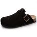 Comwarm Cork Footbed Clogs For Women Men Fashion Leather Mules Comfort Potato Shoes With Arch Support Indoor Outdoor_voghion.com