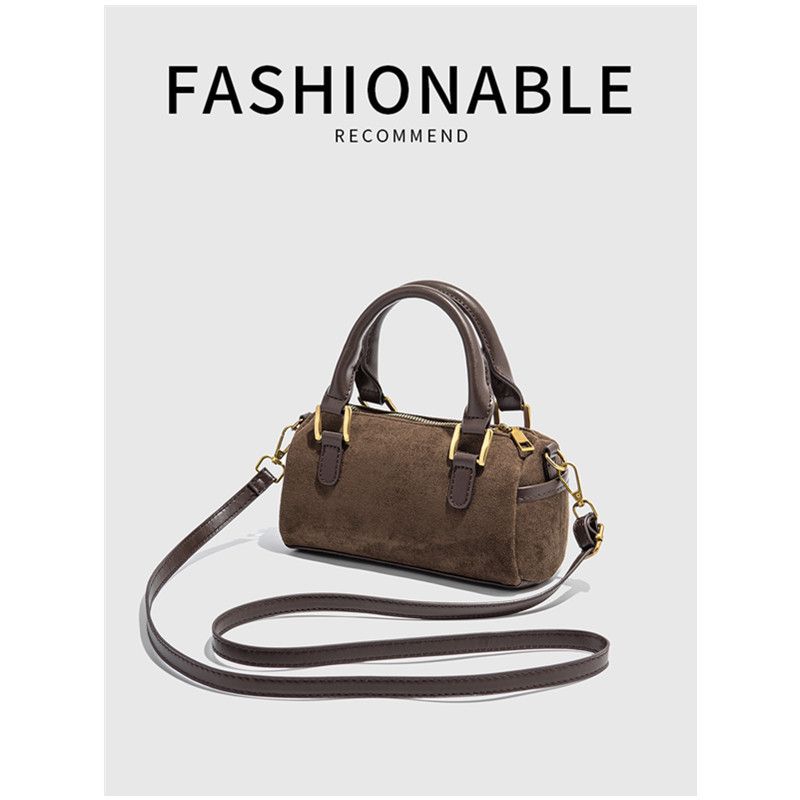 Mode Neue Retro Wildleder Vielseitige Einzelne Schulter Umhängetasche Kleine Tasche Kissen Tasche Boston Handtasche Für Frauen_voghion.com