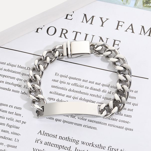 Ins Aço Inoxidável Casal Hip-Hop Design Sense Anel de Mão Titânio Aço Cubano Pulseira Joia_voghion.com