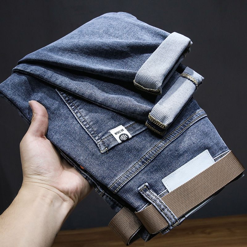 Men's Clothing Jeans 2024 Spring And Autumn Thin Style Brand Printing Slim Fit Slim Elastic Korean Style Casual Long Pants_voghion.com