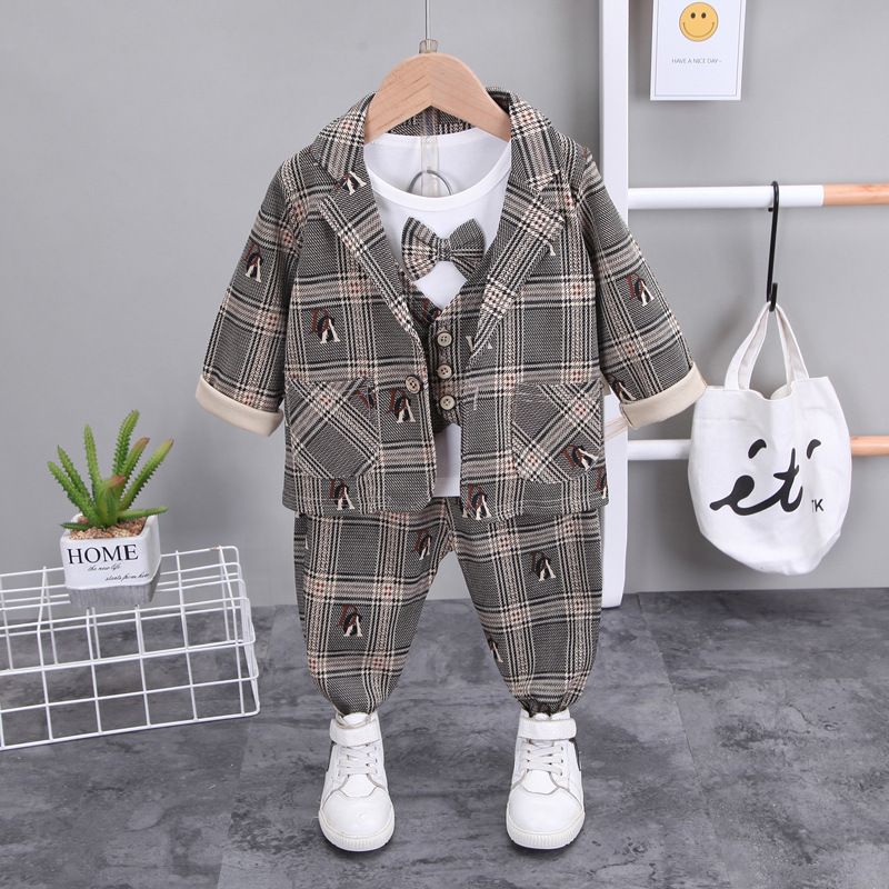 Kinderkleidung Baby-Anzugjacke, dreiteiliger Jungenanzug, Freizeitanzug, Jungenanzug_voghion.com