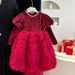 Abbigliamento per bambini Capodanno Natale Autunno e inverno Ragazze Gonna rossa con paillettes Abito di alta qualità Fiocco Fiore Ragazza Temperamento Tutu Gonna a ruota_voghion.com