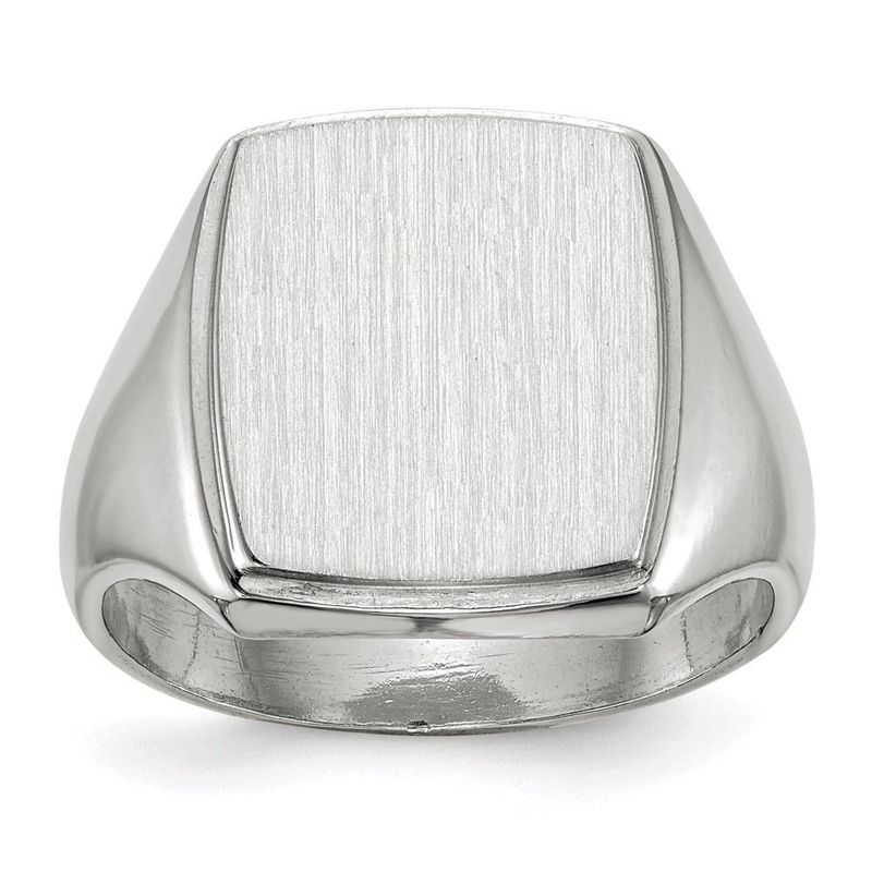 14k White Gold 15.0x13.0mm Closed Back Men's Signet Ring_voghion.com