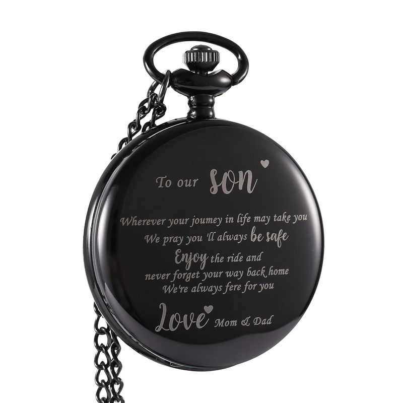TO Our Son, A Sister Fashion Laser Engraving Series Quartz Pocket Watch_voghion.com
