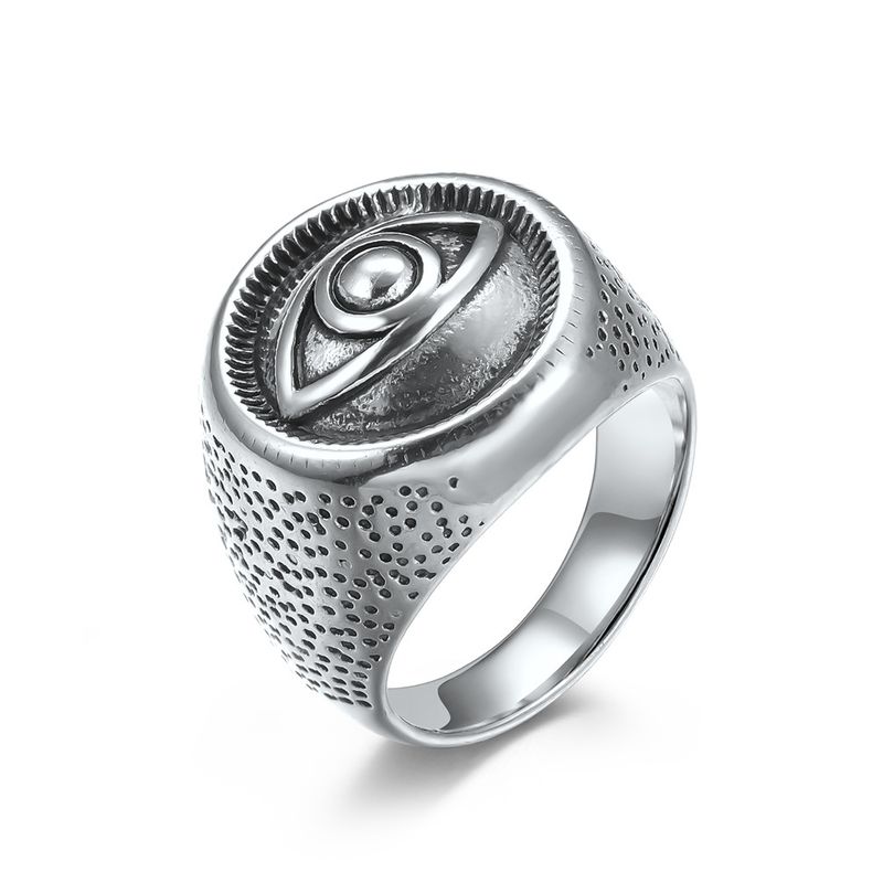Anello da uomo in acciaio inossidabile con occhio di diavolo in stile retrò, bracciale in acciaio al titanio_voghion.com