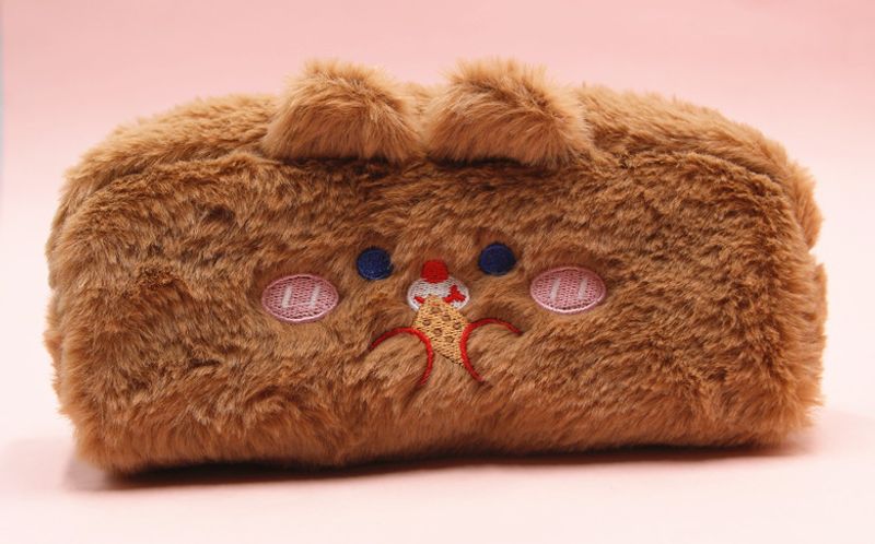 Estuche para lápices de gran capacidad con diseño de oso de peluche para estudiantes, estuche para lápices, billetera suave y curativa, 2023_voghion.com
