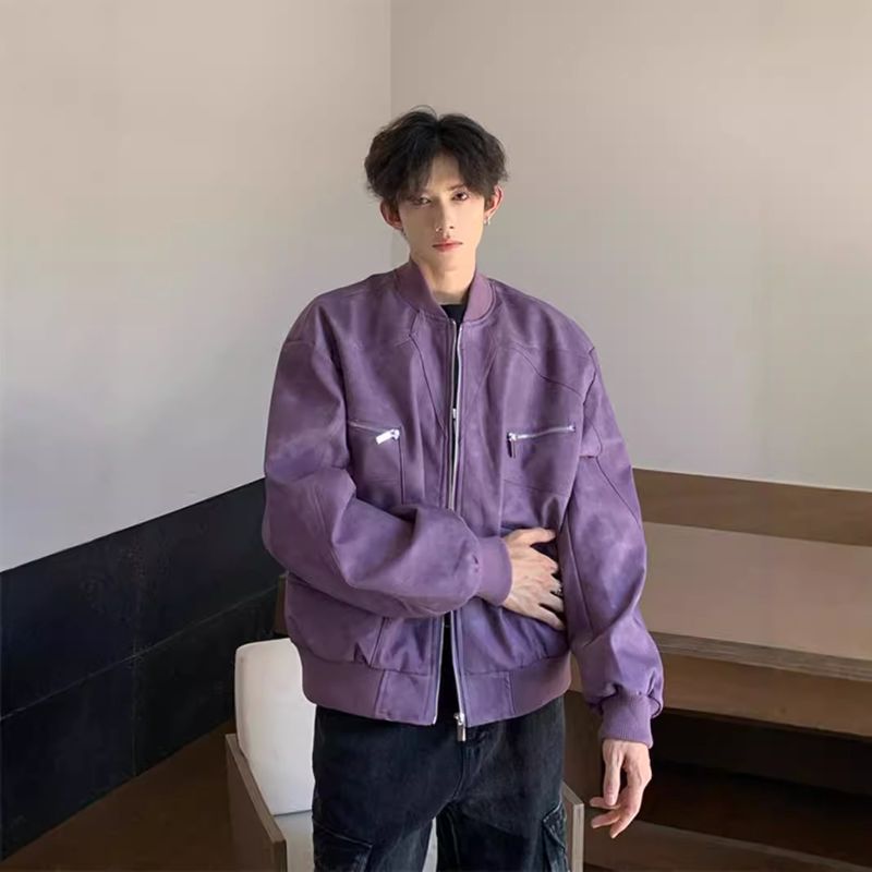 Leather jacket for men in spring and autumn, new structural zipper design, stylish and loose flying suit, leather jacket_voghion.com