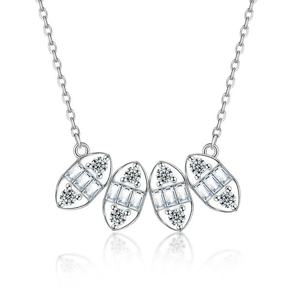 Collana con ventaglio geometrico - Ciondolo in argento sterling S925 con zirconi (gioiello minimalista)_voghion.com
