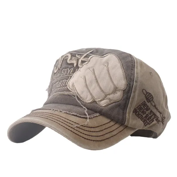 Neue Mode gewaschen Retro Herren Baseball Caps Stickerei Faust Mesh Cap Sonnenblende Hut Snapback Damen Sport und Freizeit_voghion.com