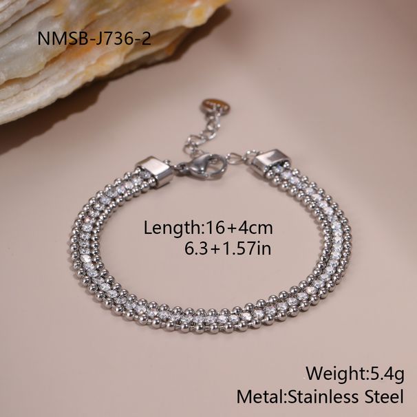Gold & Silver Plated Cubic Zirconia Beaded Bracelet Set, Double-Row Sparkling Bracelets, Daily & Evening Statement Jewelry_voghion.com
