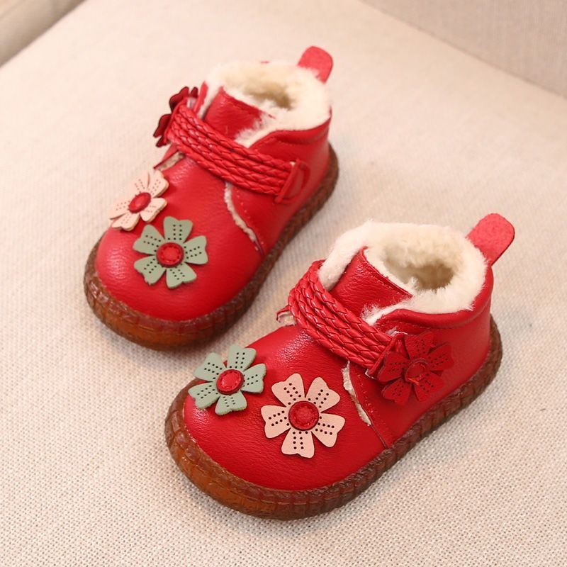 Princess 0-1-2 Year Old 3 Baby Walking Soft Sole Girl Anti Slip Cotton Shoes Autumn And Winter Leather Warmth_voghion.com