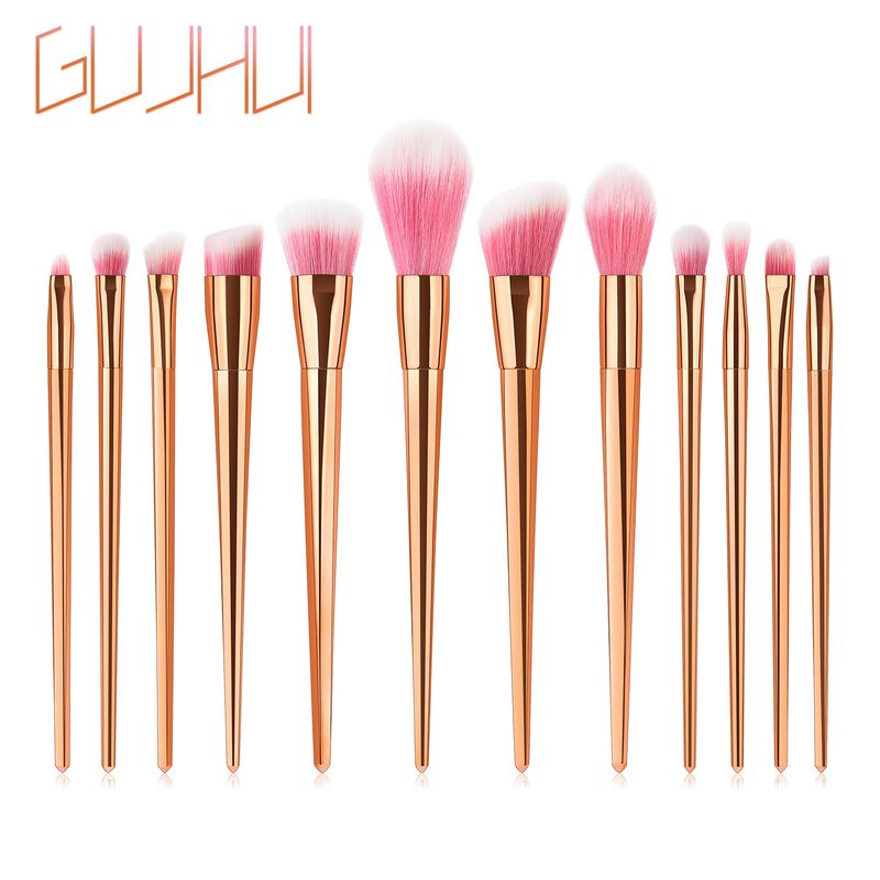 12-teiliges Make-up-Pinsel-Set mit Make-up-Tools, Make-up-Tools, Pinsel-Set, Roségold/Silber, GUJHUI_voghion.com