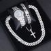 Set di bracciale cubano rap con collana e orologio coordinato con intarsi in strass hip-hop_voghion.com