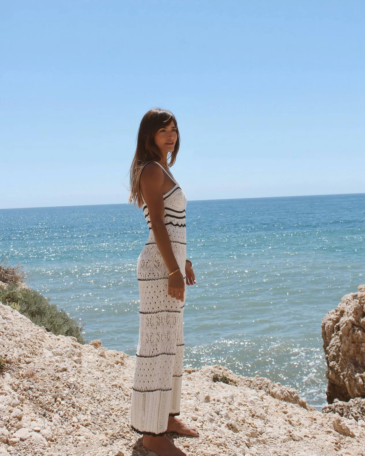 sexy knitted hollow long suspender dress_voghion.com