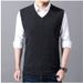 Spring And Autumn Wool Solid Color For Middle-aged Men, High-end V-neck Knitted Sweater, Warm Sleeveless Vest_voghion.com
